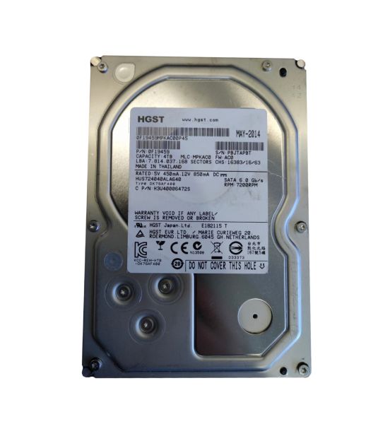 H3U40006472S Hitachi Ultrastar 7K4000 4TB 7200RPM SATA 6GB/s 64MB Cache 3.5-inch Hard Disk Drive