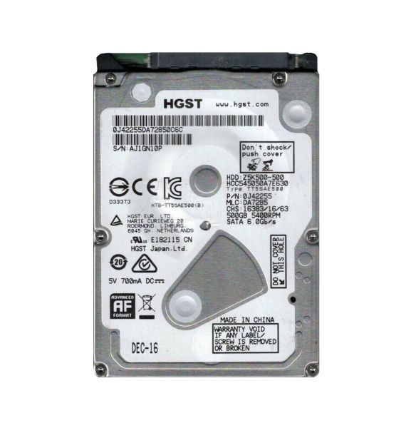HCC545050A7E630 Hitachi CinemaStar Z5K500 500GB 5400RPM SATA 6Gb/s 32MB Cache 2.5-inch Hard Drive