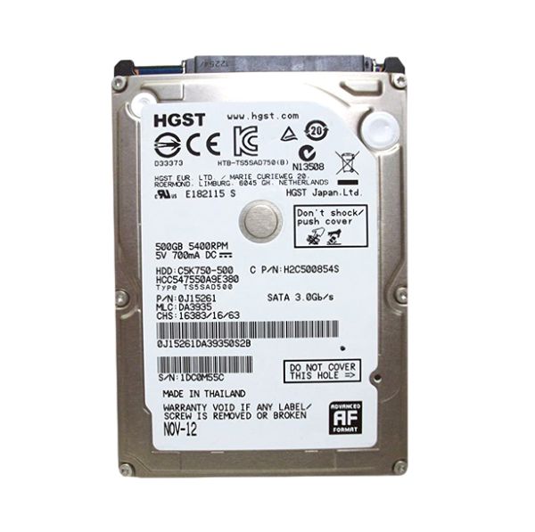 HCC547550A9E380 Hitachi CinemaStar C5K750 500GB 5400RPM SATA 3Gb/s 8MB Cache 2.5-inch Hard Drive