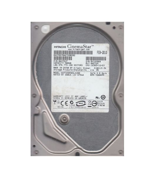 HCP725050GLA380 Hitachi CinemaStar P7K500 500GB 7200RPM SATA 3Gb/s 8MB Cache 3.5-inch Hard Drive