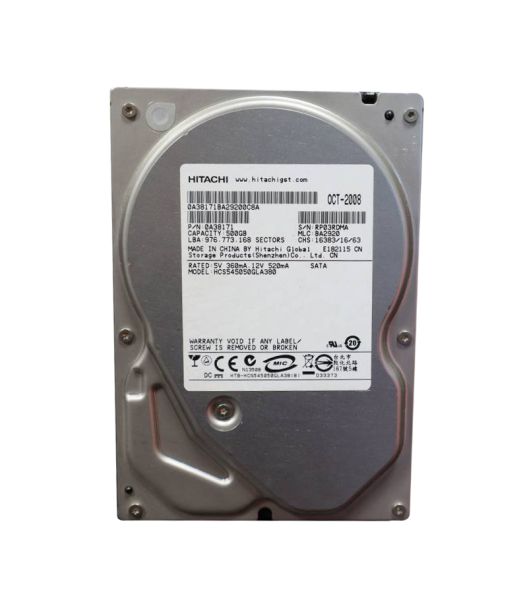 HCS545050GLA380 Hitachi CinemaStar 5K500 500GB 7200RPM SATA 3Gb/s 8MB Cache 3.5-inch Hard Drive