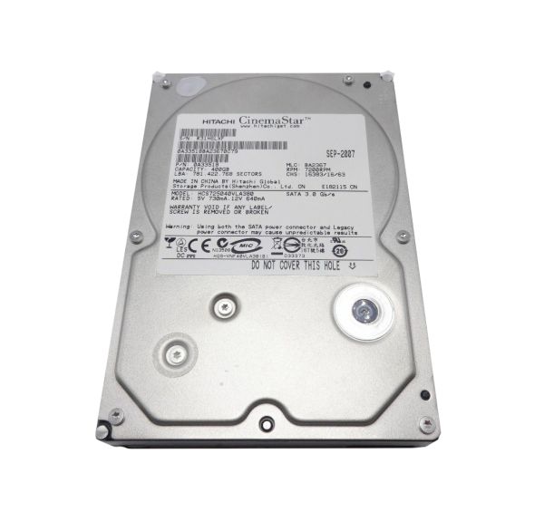 HCS725040VLA380 Hitachi CinemaStar 7K500 400GB 7200RPM SATA 3Gb/s 8MB Cache 3.5-inch Hard Drive
