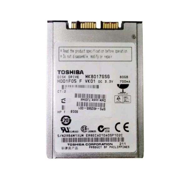HDD1F05 Toshiba 80GB 5400RPM SATA 1.5GB/s (Micro-SATA) 8MB Cache 1.8-inch Hard Disk Drive