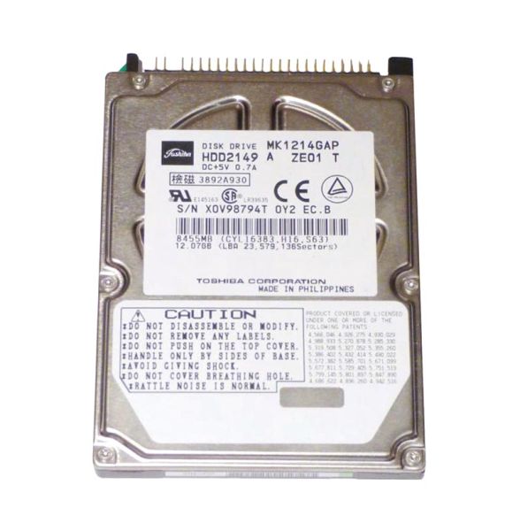 HDD2149A Toshiba Toshoba 12GB 4200RPM IDE Ultra ATA-66 1MB Cache 9.5mm 2.5-Inch Laptop Hard Drive
