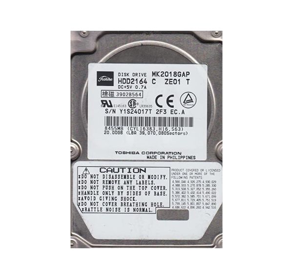 HDD2164 Toshiba 20GB 4200RPM ATA-100 2MB Cache 2.5-inch Hard Disk Drive