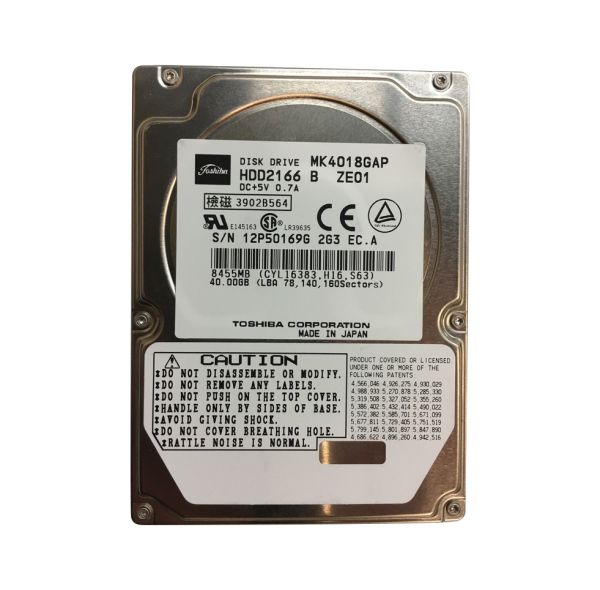 HDD2166B Toshiba 40GB 4200RPM ATA-100 2MB Cache 2.5-inch Hard Disk Drive