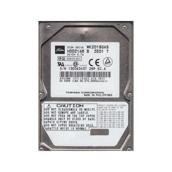 HDD2168B Toshiba 20GB 4200RPM ATA-100 2MB Cache 2.5-inch Hard Disk Drive