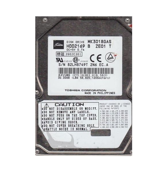 HDD2169B Toshiba 30GB 4200RPM ATA-100 2MB Cache 2.5-inch Hard Disk Drive