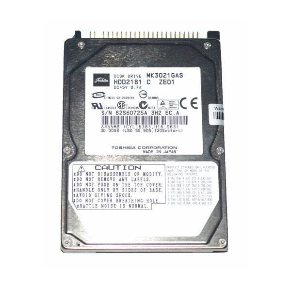 HDD2181 Toshiba 30GB 4200RPM ATA-100 2MB Cache 2.5-inch Hard Disk Drive