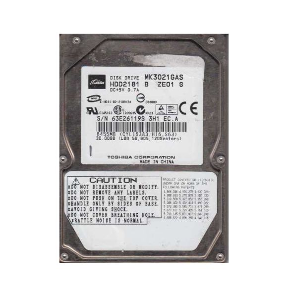 HDD2181B Toshiba 30GB 4200RPM ATA-100 2MB Cache 2.5-inch Hard Disk Drive