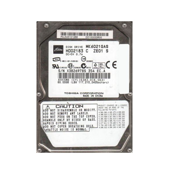 HDD2183C Toshiba 60GB 4200RPM ATA-100 2MB Cache 2.5-inch Hard Disk Drive