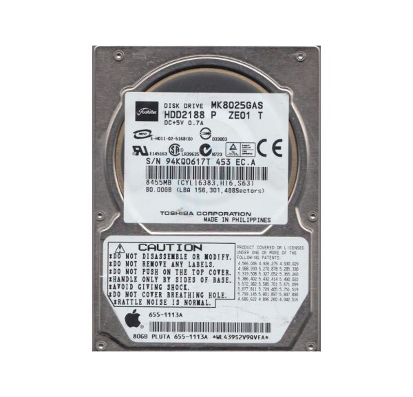 HDD2188P Toshiba 80GB 4200RPM ATA-100 8MB Cache 2.5-inch Hard Disk Drive