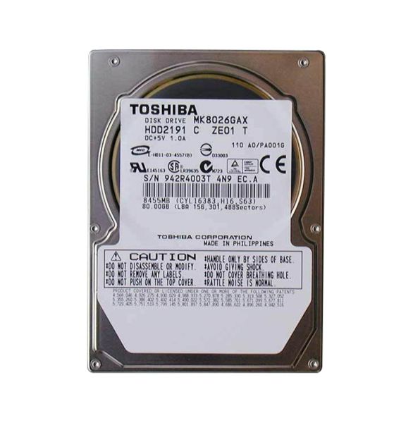 HDD2191C Toshiba 80GB 5400RPM Ultra ATA-100 16MB Cache Super Slimline 9.5mm 2.5-Inch Notebook Hard Disk Drive