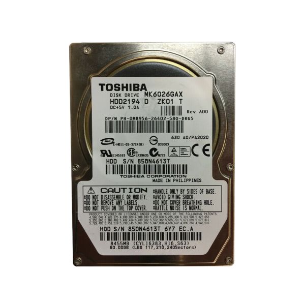 HDD2194D Toshiba 60GB 5400RPM ATA-100 16MB Cache 2.5-inch Hard Disk Drive