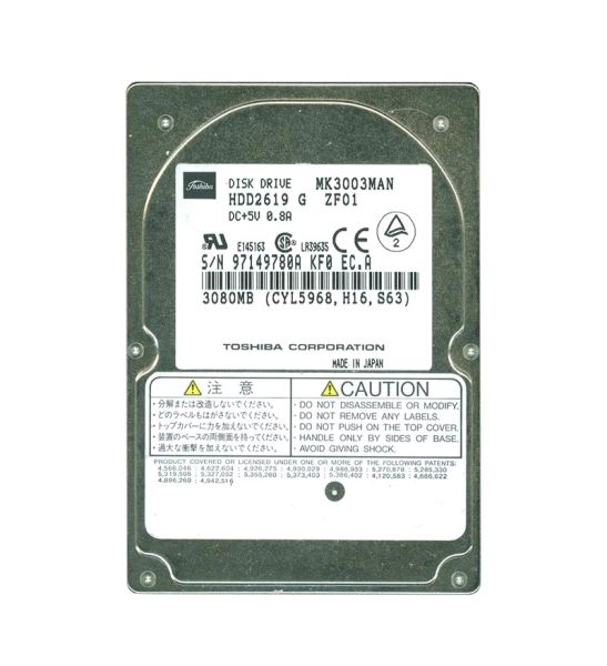 HDD2619 Toshiba 3.08GB 4200RPM ATA/IDE 128KB Cache 2.5-inch Hard Disk Drive