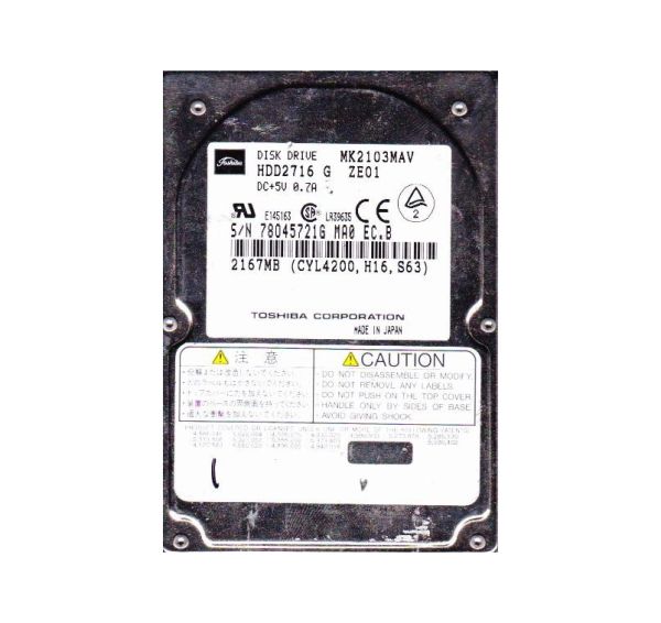 HDD2716G Toshiba 2.16GB 4200RPM ATA/IDE 128KB Cache 2.5-inch Hard Disk Drive