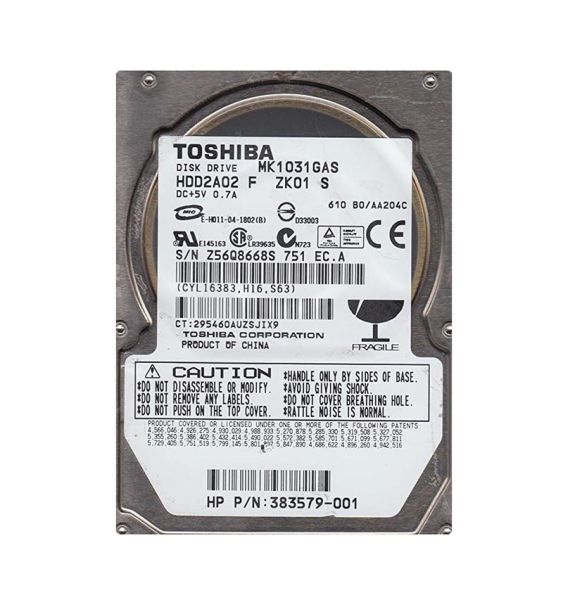 HDD2A02 Toshiba 100GB 4200RPM 8MB Cache ATA/IDE-100 9.5MM 2.5-inch SUPER SLIMLINE Laptop Hard Drive