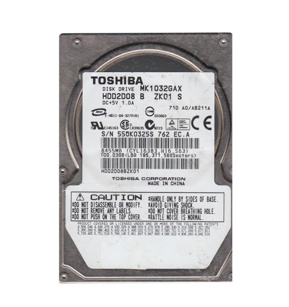 HDD2D08BZK01 Toshiba 100GB 5400RPM IDE ATA-100 8MB Cache 9.5mm 2.5-Inch Laptop Hard Drive