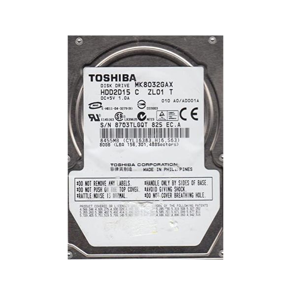 HDD2D15 Toshiba 80GB ATA-100 5400RPM 2.5-inch 9.5mm SuperSlim Hard Disk Drive