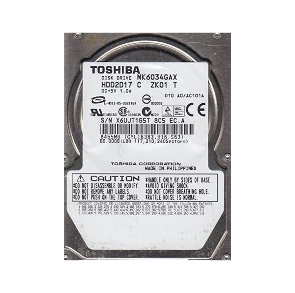HDD2D17C Toshiba 60GB 5400RPM ATA-100 8MB Cache 2.5-inch Hard Disk Drive