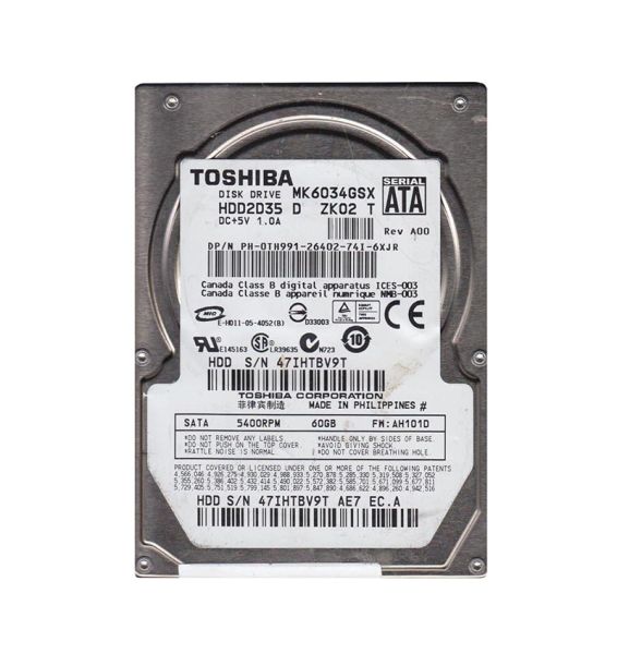 HDD2D35 Toshiba 60GB 5400RPM 8MB Cache SATA 7-Pin 2.5-inch Laptop Hard Drive