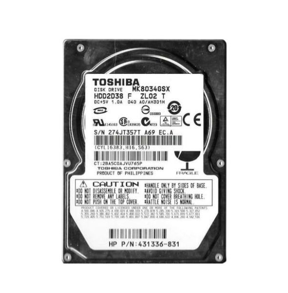 HDD2D38 Toshiba MK8034GSX 80 GB 2.5 Plug-in Module Hard Drive - SATA/150 - 4200 rpm - 8 MB Buffer