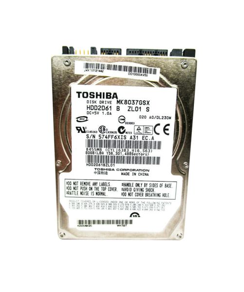 HDD2D61 Toshiba 80GB 5400RPM SATA 3GB/s 8MB Cache 2.5-inch Hard Disk Drive