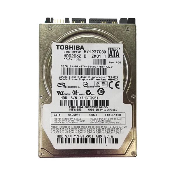 HDD2D62 Toshiba 120GB 8MB Cache 5400RPM SATA 3GB/s 2.5-inch Hard Disk Drive