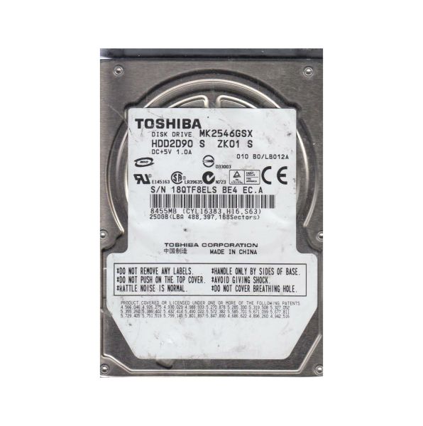 HDD2D90S Toshiba 250GB 5400RPM SATA 3GB/s 8MB Cache 2.5-inch Hard Disk Drive