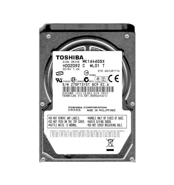 HDD2D92 Toshiba 160GB 5400RPM SATA 300Mb/s 8MB Cache 9.5mm 2.5-inch Laptop Hard Drive