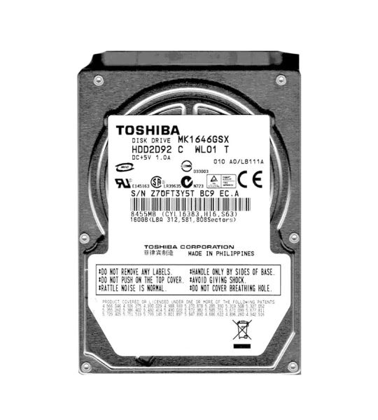 HDD2D92B Toshiba 160GB 5400RPM SATA 300Mb/s 8MB Cache 9.5mm 2.5-inch Laptop Hard Drive