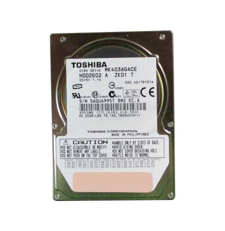 HDD2E02 Toshiba Automotive 40GB 4200RPM ATA-100 8MB Cache 2.5-inch Hard Disk Drive