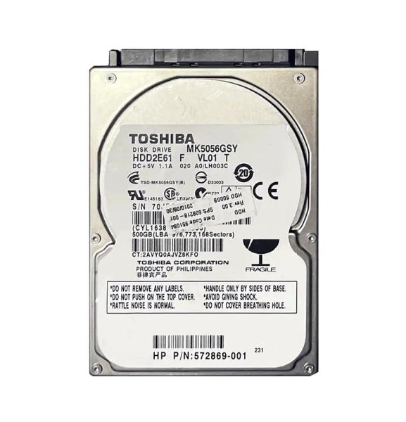 HDD2E61 Toshiba 500GB 7200RPM 16MB 2.5-inch SATA 3GB/s Hard Drive