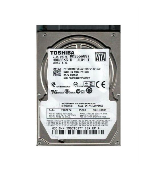 HDD2E63D Toshiba 250GB 7200RPM SATA 3GB/s 16MB Cache 2.5-inch Hard Disk Drive