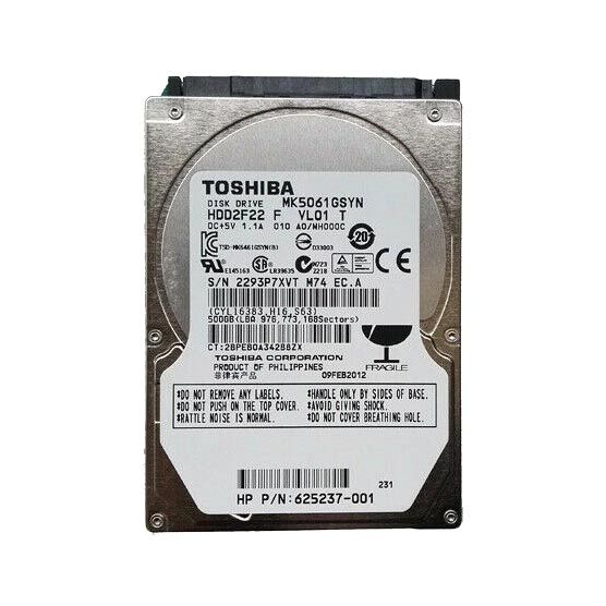 HDD2F22 Toshiba 500GB 7200RPM 16MB Cache SATA 3GB/s 2.5-inch Laptop Hard Drive