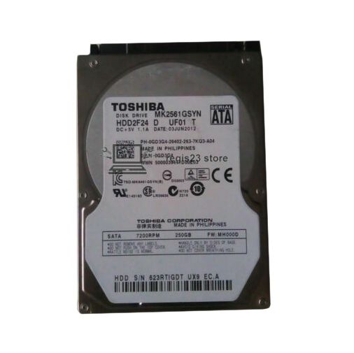 HDD2F24D Toshiba 250GB 16MB Cache 7200RPM SATA 3GB/s 2.5-inch Hard Disk Drive