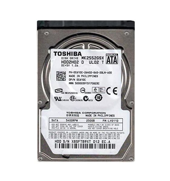 HDD2H02 Toshiba 250GB 5400RPM 8MB Cache SATA 3GB/s 7-Pin 2.5-inch Laptop Hard Drive