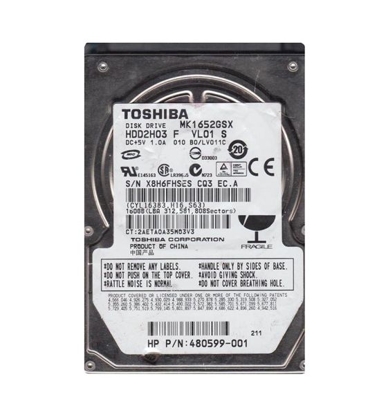 HDD2H03 Toshiba 160GB 5400RPM 8MB Cache SATA 3GB/s 7-Pin 2.5-inch MOBILE Hard Drive