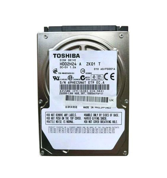 HDD2H2495MM Toshiba Mobile 250GB 8MB Cache 5400RPM SATA 3GB/s 2.5-inch Hard Drive