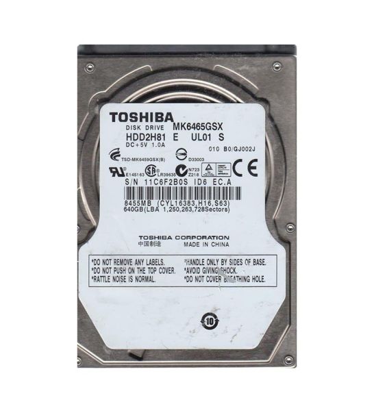 HDD2H81 Toshiba 640GB 5400RPM 8MB Cache SATA-300 2.5-inch Laptop Hard Drive