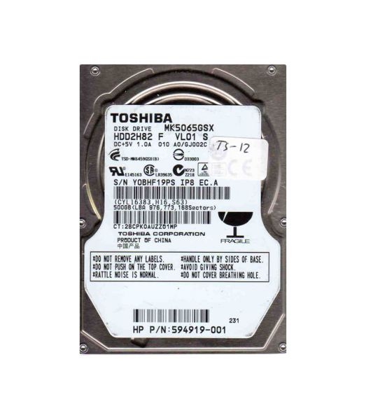 HDD2H82F Toshiba 500GB 5400RPM SATA 3GB/s 8MB Cache 2.5-inch Hard Disk Drive