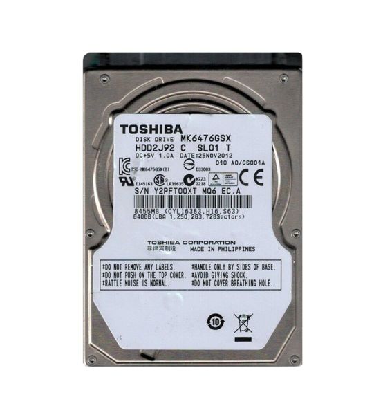 HDD2J92 Toshiba 640GB 5400RPM 8MB Cache SATA 3GB/s 2.5-inch Laptop Hard Drive