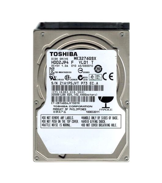 HDD2J94 Toshiba 320GB 5400RPM 8MB Cache SATA 3GB/s 2.5-inch Laptop Hard Drive