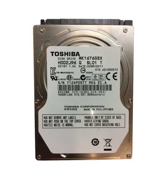 HDD2J96 Toshiba 160GB 5400RPM 8MB Cache SATA 3GB/s 2.5-inch Laptop Hard Drive
