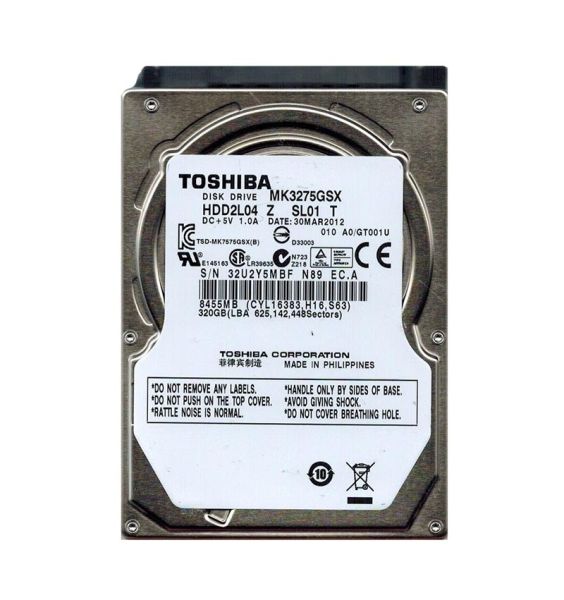 HDD2L04 Toshiba 320GB 5400RPM 8MB Cache 2.5-inch SATA 3GB/s Hard Drive