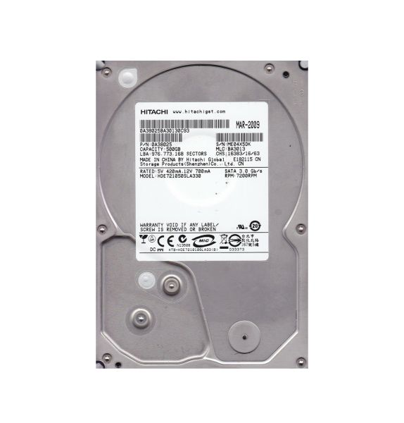 HDE721050SLA330 Hitachi Deskstar E7K1000 500GB 7200RPM SATA 3Gb/s 32MB Cache 3.5-inch Hard Drive
