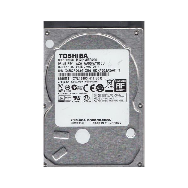 HDKFB02AZA01T Toshiba 2TB 5400RPM SATA 3Gb/s 8MB Cache 2.5-inch Hard Drive