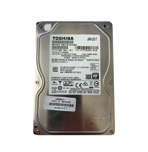 HDKPC01 Toshiba 500GB 7200RPM SATA 6Gb/s 512e 32MB Cache 3.5-inch Hard Drive