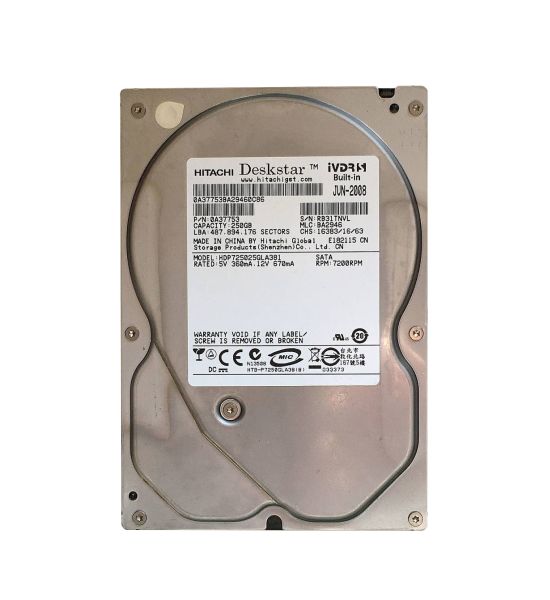 HDP725025GLA381 Hitachi Deskstar P7K500 250GB 7200RPM SATA 3Gb/s 8MB Cache 3.5-inch Hard Drive