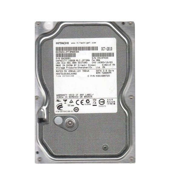 HDS721016CLA382 Hitachi Deskstar 7K1000.C 160GB 7200RPM SATA 3Gb/s 8MB Cache 3.5-inch Hard Drive